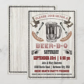 木製ビール・バーベキュー・パーティーの招待状 招待状 (正面/裏面)
