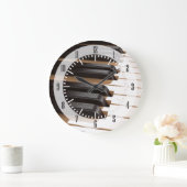 木製ピアノ鍵2 ラージ壁時計 (ホーム)