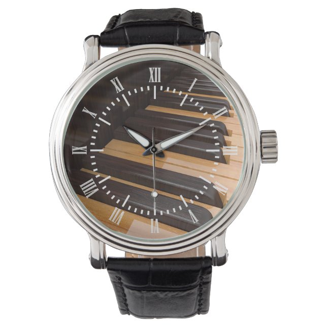 木製ピアノ鍵 腕時計 (正面)