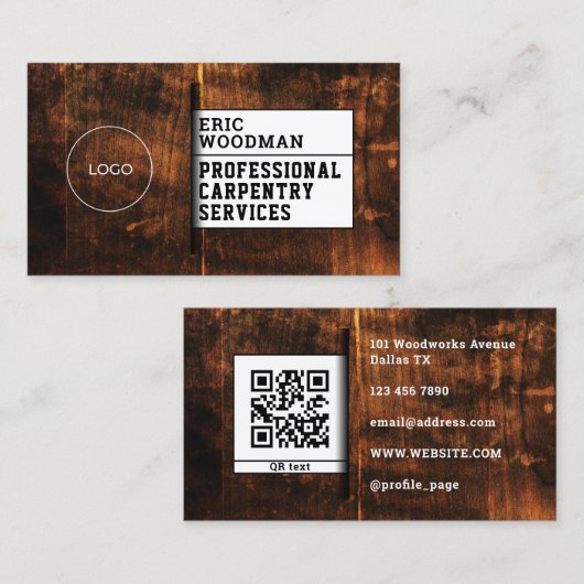 木製フェイクのテクスチャポケット 名刺 (正面/裏面)