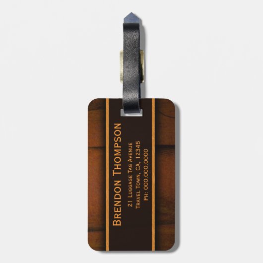 木製フェイク松の木の旅行カスタム荷物札 ラゲッジタグ (裏面縦)