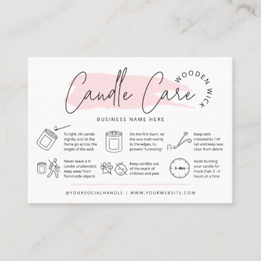 木製フェミニンのウィック気にキャンドルの指示 名刺 (正面)