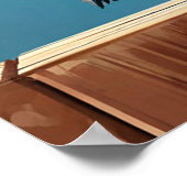 木製フェンスに明るい目を付けた漫画のコウノトリ ポスター (角)