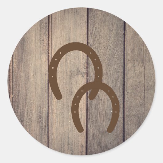 木製フェンスに馬蹄形の封筒用シール ラウンドシール (正面)