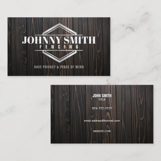 木製フェンスのスローガンの名刺 名刺 (正面/裏面)