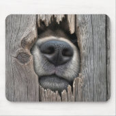 木製フェンスの犬の鼻 マウスパッド (正面)