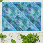 木製フェンスグラフティパープルブルーグリーンターコイズ キッチンタオル (折り畳み)