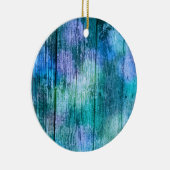 木製フェンスグラフティパープルブルーグリーンターコイズ セラミックオーナメント (右)