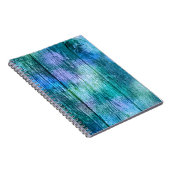 木製フェンスグラフティパープルブルーグリーンターコイズ ノートブック (右側)