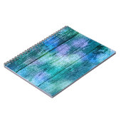 木製フェンスグラフティパープルブルーグリーンターコイズ ノートブック (左側)