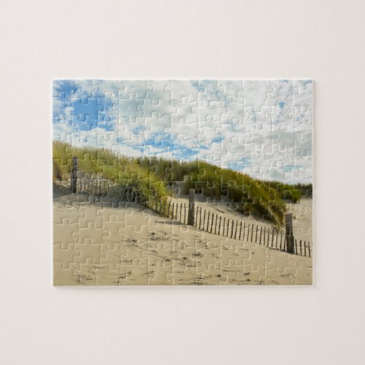 木製フェンス付き砂丘 ジグソーパズル (横)