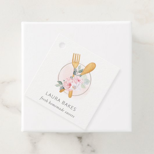 木製フォークスプーン赤面ピンクフローラシェフロゴ フェイバータグ (インサイチュ)