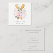 木製フォークスプーン赤面フローラシェフありがとう スクエア名刺 (正面/裏面)