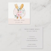 木製フォークスプーン赤面フローラシェフありがとう スクエア名刺 (正面/裏面)