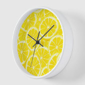 木製フレームクロックレモンプリント 壁時計 (傾斜)
