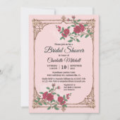 木製フレーム付きメディエーバルロマンティック ブライダルシャワー 招待状 (正面)