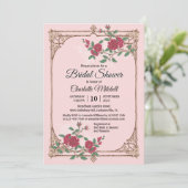 木製フレーム付きメディエーバルロマンティック ブライダルシャワー 招待状 (スタンド正面)