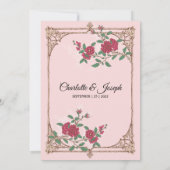 木製フレーム付きメディエーバルロマンティック ブライダルシャワー 招待状 (裏面)