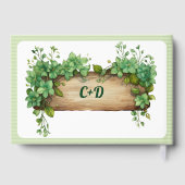 木製フレーム、緑とストライプ春の結婚式 ゲストブック (裏面)