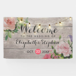 木製フローラストリングラ結婚イトのウェルカムバナー 横断幕