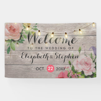木製フローラストリングラ結婚イトのウェルカムバナー 横断幕