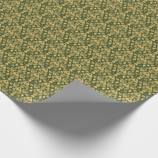 木製フローラダマスクのパターンの背景 ラッピングペーパー (角)