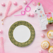 木製フローラダマスクパターンの背景 ペーパープレート (パーティー)