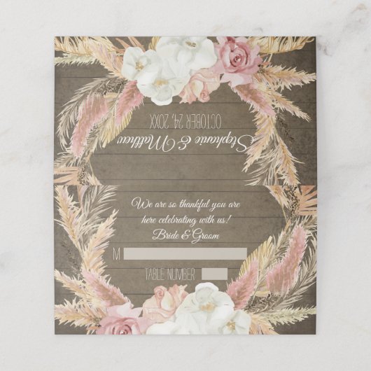 木製フローラパンパスグラステント素朴座席表 プレイスカード (外部開封)