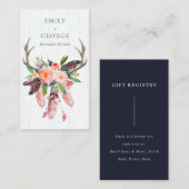 木製フローラフェザー結婚アントラーのギフトレジストリ 名刺 (正面/裏面)