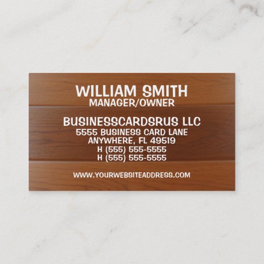 木製フローリングのインストーラ 名刺 (裏面)