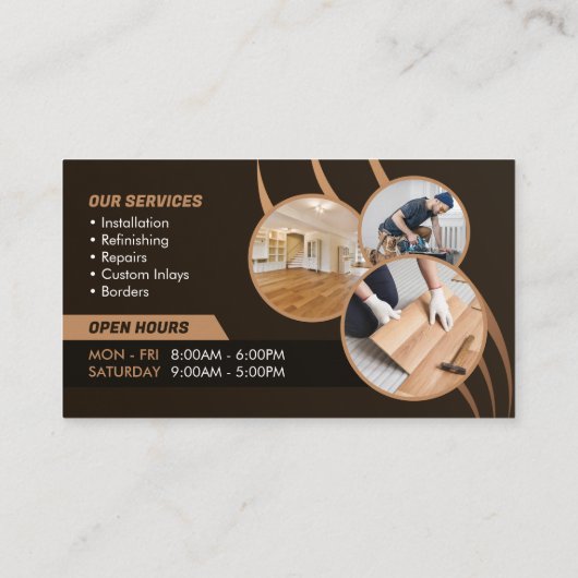 木製フローリングサービス商業フロア&タイル 名刺 (裏面)