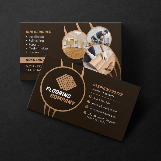木製フローリングサービス商業フロア&タイル 名刺