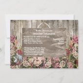 木製フ素朴ェンス色彩の鮮やかバラブライダルシャワー 招待状 (正面)