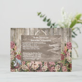 木製フ素朴ェンス色彩の鮮やかバラブライダルシャワー 招待状 (スタンド正面)