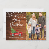 木製ブラシスクリプトトラックライトクリスマス シーズンカード (正面)