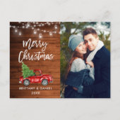 木製ブラシスクリプトトラックライトフォトクリスマス ポストカード (正面)