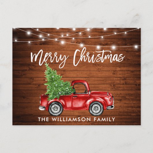 木製ブラシスクリプトライトヴィンテージトラックツリー ポストカード (正面)