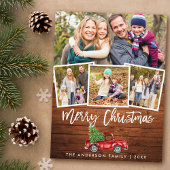 木製ブラシスクリプトヴィンテージトラッククリスマスクリスマスクリスマスフォト ポストカード