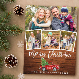 木製ブラシスクリプトヴィンテージトラッククリスマスクリスマスクリスマスフォト ポストカード