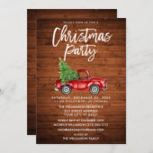 木製ブラシスクリプトヴィンテージトラッククリスマスクリスマスパーティー 招待状 (正面/裏面)