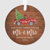 木製ブラシスクリプト初めてのクリスマスヴィンテージトラック オーナメント (裏面)