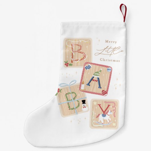 木製ブロックバビーズ初めてのクリスマスホリデイ スモールクリスマスストッキング (裏面)
