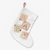 木製ブロックバビーズ初めてのクリスマスホリデイ スモールクリスマスストッキング (正面 (吊り時))