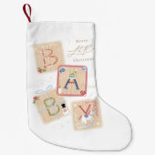 木製ブロックバビーズ初めてのクリスマスホリデイ スモールクリスマスストッキング (正面)