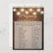 木製ベビーガール赤ちゃんシャワー妊娠ゲームカード 招待状 (正面)