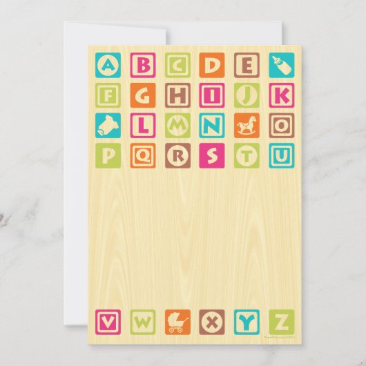 木製ベビーブロックベビーシャワー招待状 招待状 (正面)