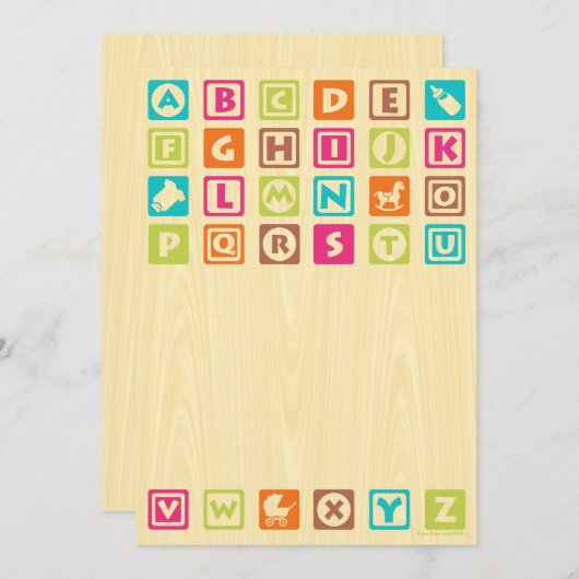 木製ベビーブロックベビーシャワー招待状 招待状 (正面/裏面)