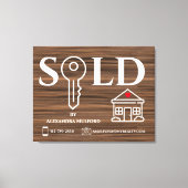 木製ベ実在ネアエステート販売標識 キャンバスプリント (正面)