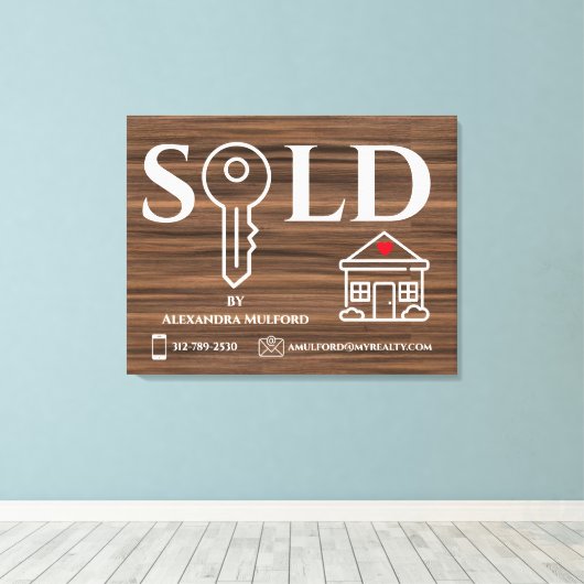 木製ベ実在ネアエステート販売標識 キャンバスプリント (インサイチュ (ウッドフロア))