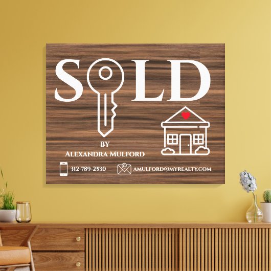 木製ベ実在ネアエステート販売標識 キャンバスプリント (インサイチュ (リビング))